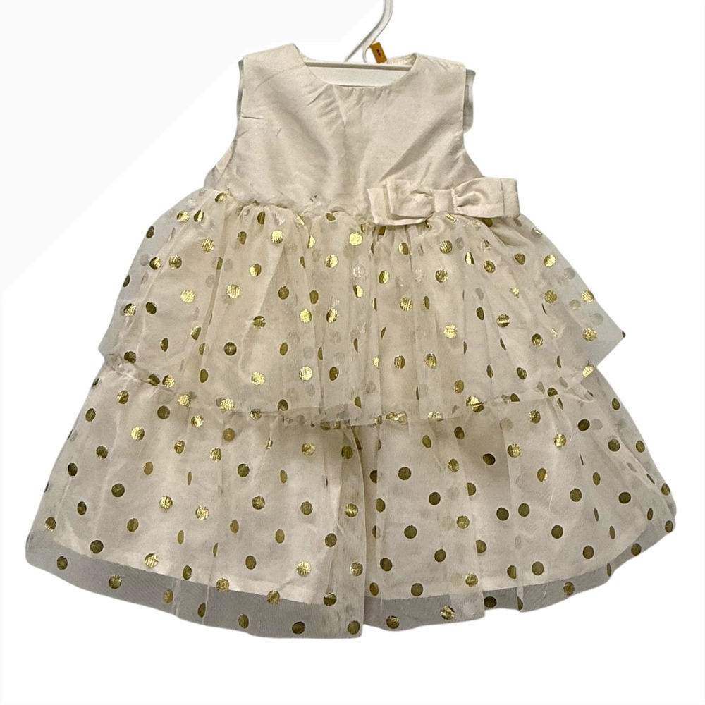 Just One You by Carters Baby Girls Gold Polka Dot Tulle Dress 12M 520H265 Ivory